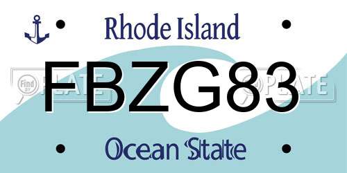 FBZG83 Rhode Island License Plate