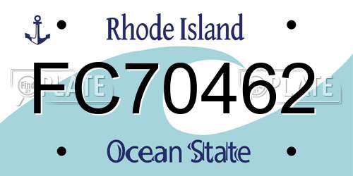 FC70462 Rhode Island License Plate