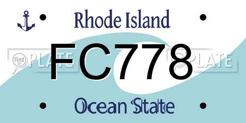 FC778 Rhode Island License Plate
