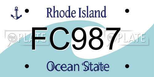 FC987 Rhode Island License Plate