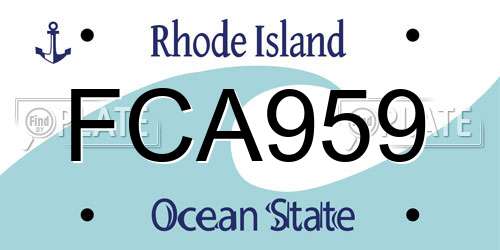 FCA959 Rhode Island License Plate