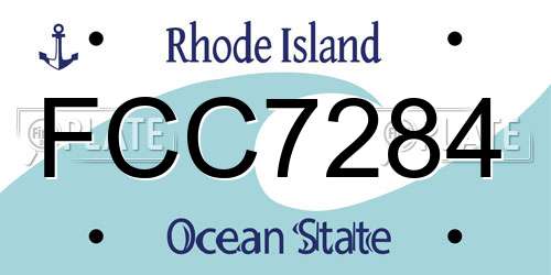 FCC7284 Rhode Island License Plate