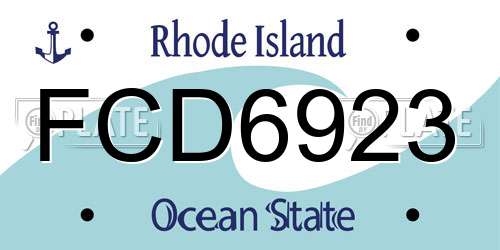 FCD6923 Rhode Island License Plate