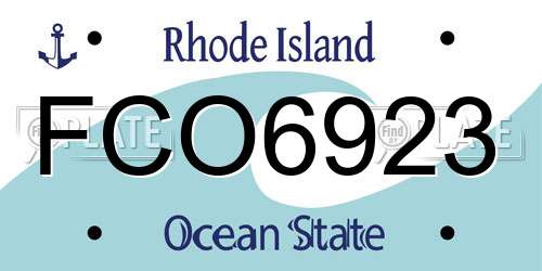 FCO6923 Rhode Island License Plate