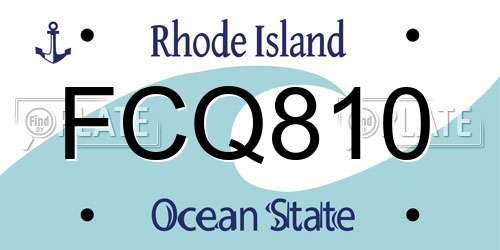 FCQ810 Rhode Island License Plate