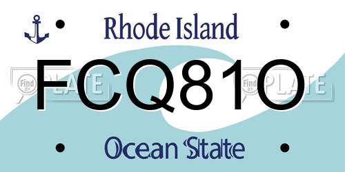 FCQ81O Rhode Island License Plate