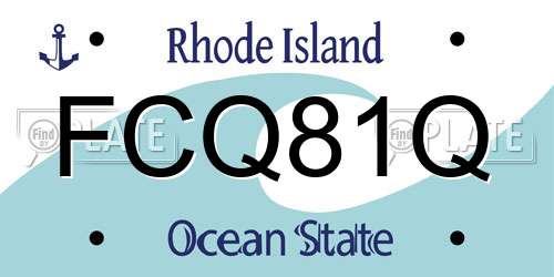 FCQ81Q Rhode Island License Plate