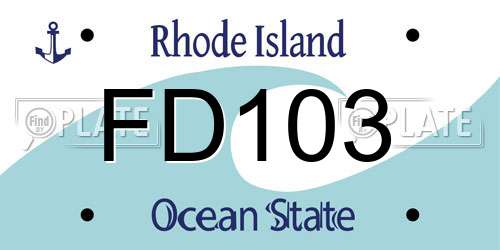 FD103 Rhode Island License Plate