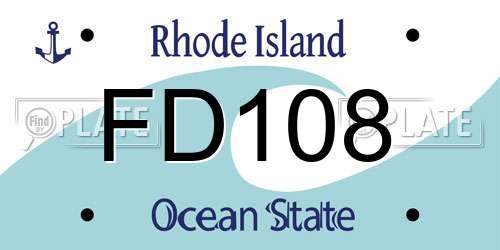 FD108 Rhode Island License Plate