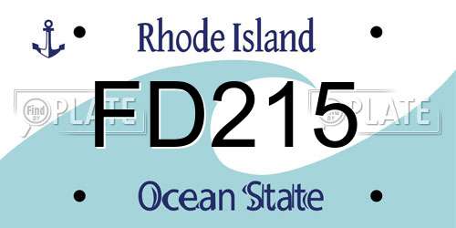 FD215 Rhode Island License Plate