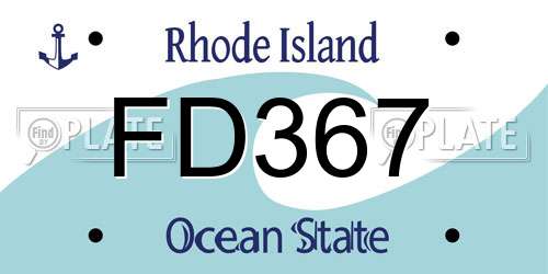 FD367 Rhode Island License Plate