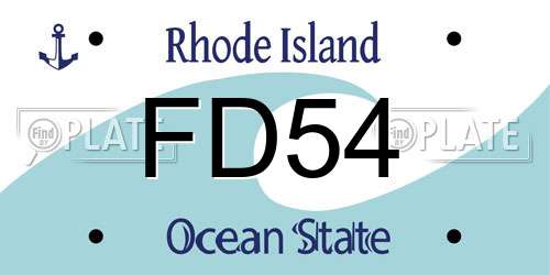 FD54 Rhode Island License Plate