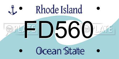 FD560 Rhode Island License Plate