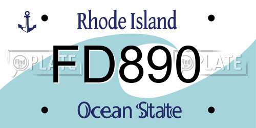 FD890 Rhode Island License Plate