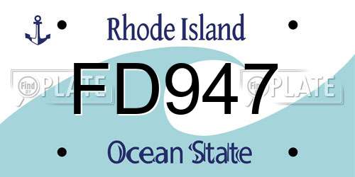 FD947 Rhode Island License Plate