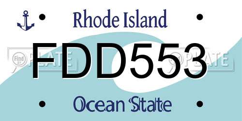 FDD553 Rhode Island License Plate