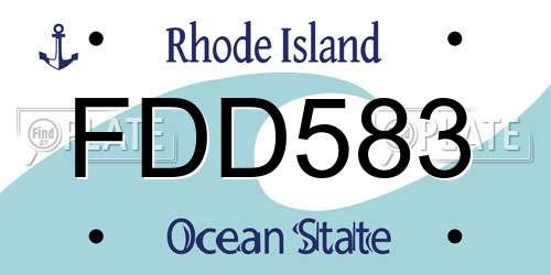 FDD583 Rhode Island License Plate