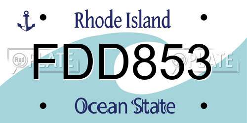 FDD853 Rhode Island License Plate