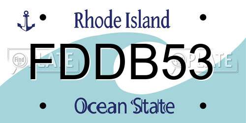 FDDB53 Rhode Island License Plate