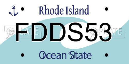FDDS53 Rhode Island License Plate