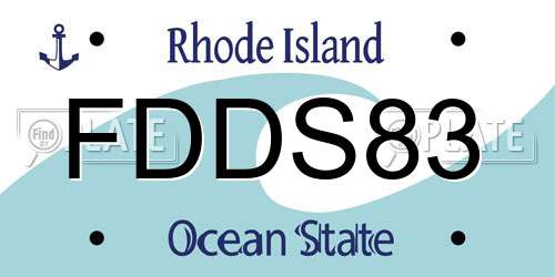 FDDS83 Rhode Island License Plate