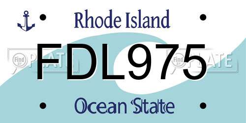 FDL975 Rhode Island License Plate
