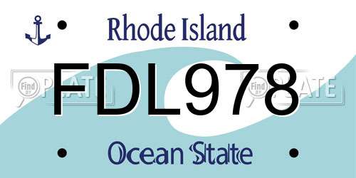 FDL978 Rhode Island License Plate