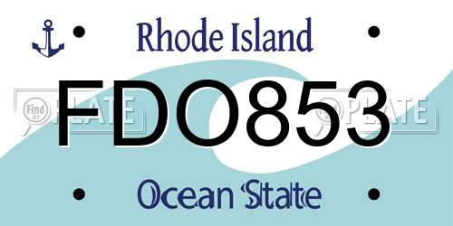FDO853 Rhode Island License Plate