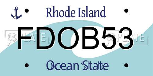 FDOB53 Rhode Island License Plate