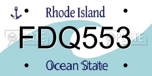 FDQ553 Rhode Island License Plate