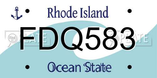FDQ583 Rhode Island License Plate