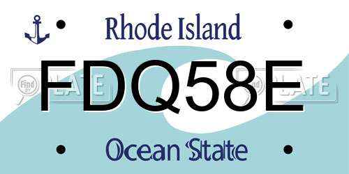 FDQ58E Rhode Island License Plate