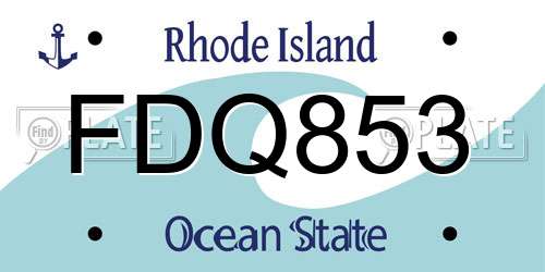 FDQ853 Rhode Island License Plate
