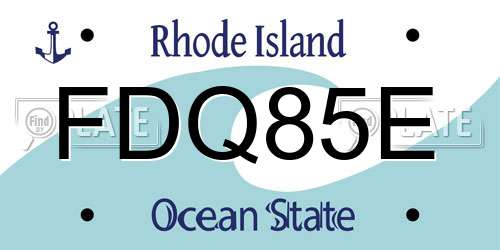 FDQ85E Rhode Island License Plate