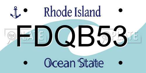 FDQB53 Rhode Island License Plate