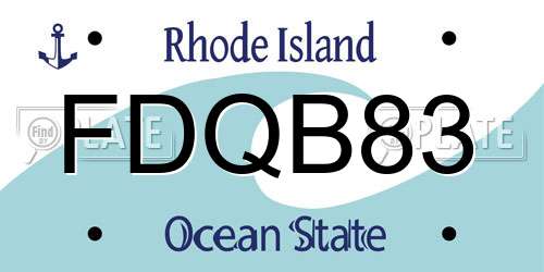 FDQB83 Rhode Island License Plate