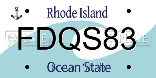 FDQS83 Rhode Island License Plate
