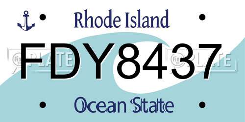 FDY8437 Rhode Island License Plate