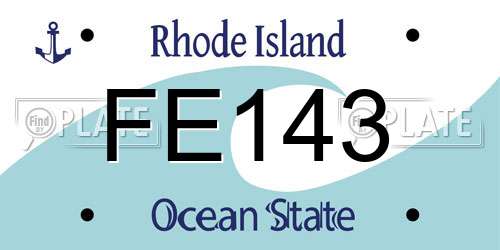 FE143 Rhode Island License Plate
