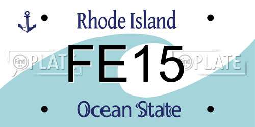 FE15 Rhode Island License Plate