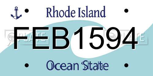 FEB1594 Rhode Island License Plate