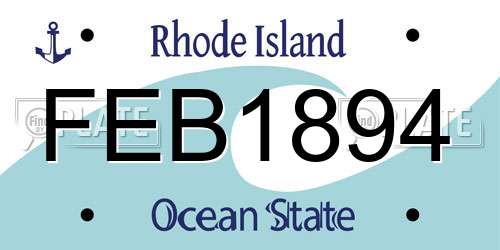 FEB1894 Rhode Island License Plate