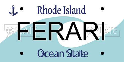 FERARI Rhode Island License Plate