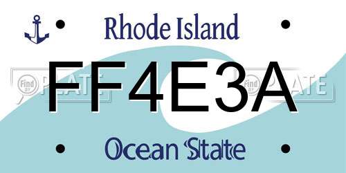 FF4E3A Rhode Island License Plate