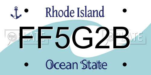FF5G2B Rhode Island License Plate