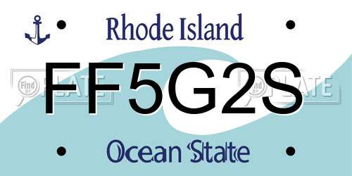 FF5G2S Rhode Island License Plate