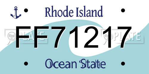 FF71217 Rhode Island License Plate