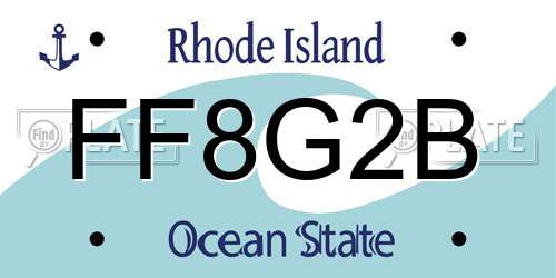FF8G2B Rhode Island License Plate