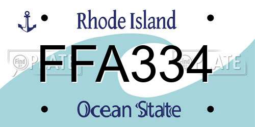 FFA334 Rhode Island License Plate