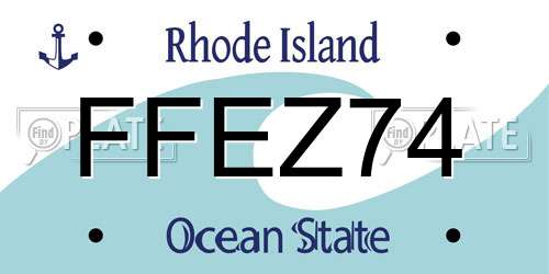 FFEZ74 Rhode Island License Plate